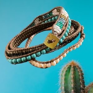 💖 Nakamol Turquoise Leather Wrap Bracelet 💖